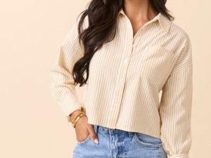 Juliana Cropped Yellow Striped Shirt