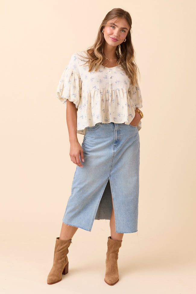 Mya Medium Wash Denim Midi Skirt FINAL SALE - Image 3