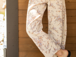 Courtney Lavender Floral Print Barrel Leg Pants