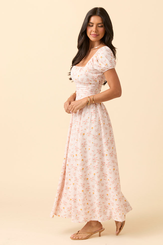 Gabriella Yellow Floral Drop Waist Maxi Dress - Image 4