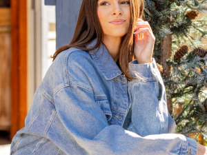 Solange Medium Wash Oversized Denim Jacket