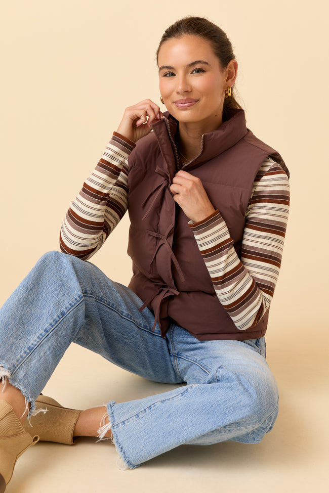 Liberty Brown Bow Puffer Vest - Image 5