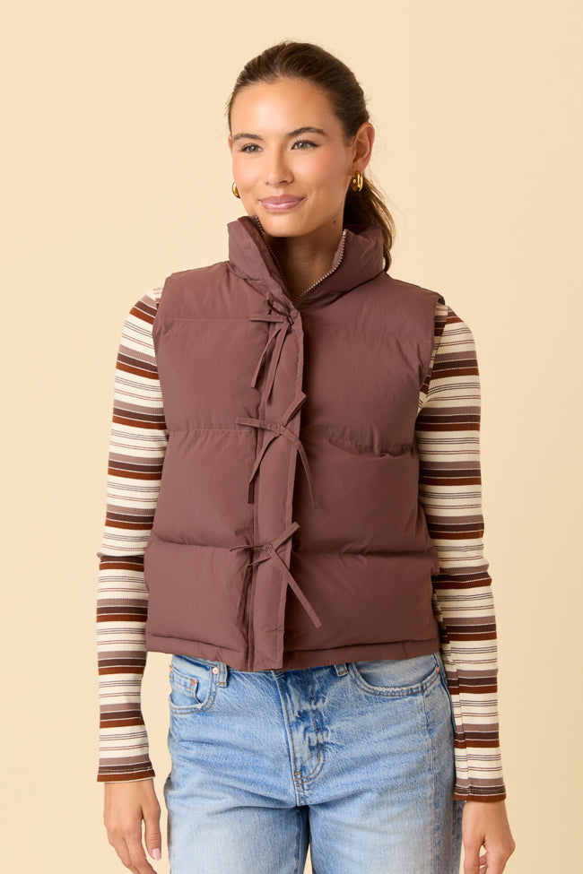 Liberty Brown Bow Puffer Vest - Image 7