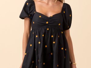 Linsy Black Pumpkin Puff Sleeve Mini Dress FINAL SALE