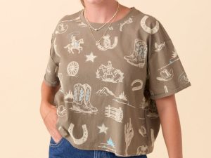 Rylan Short Sleeve Olive Western Tee