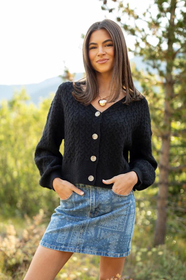 Heather Black V-Neck Cardigan