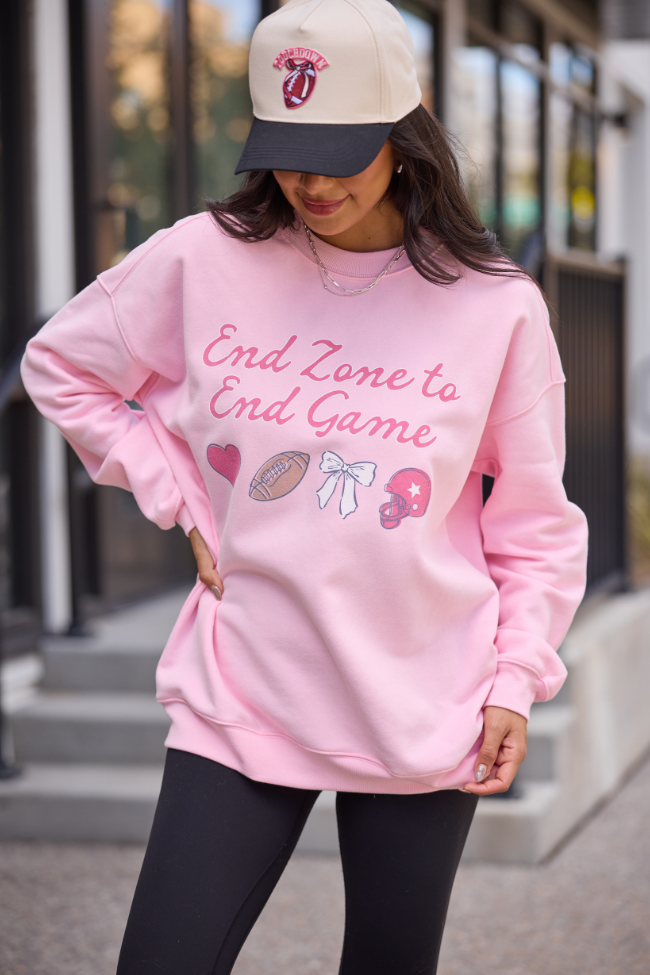 End Zone To End Game Light Pink Graphic Sweatshirt