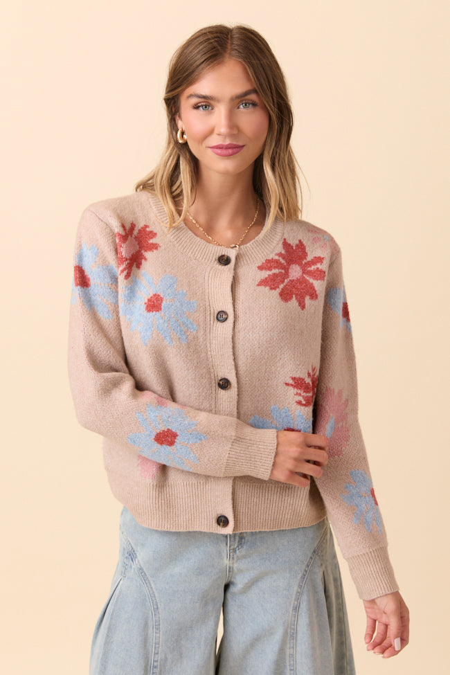 Angel Tan Floral Print Cardigan FINAL SALE - Image 3