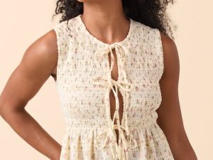 Luciana Floral Front Tie Top