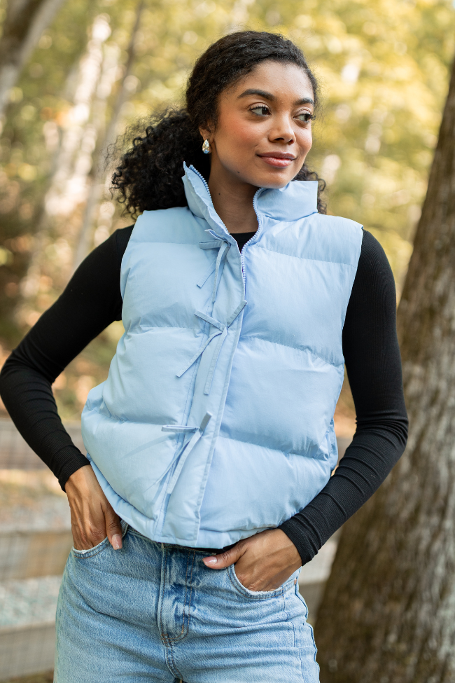 Liberty Frost Blue Bow Puffer Vest