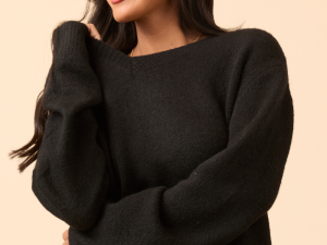 Adalyn Black V-Neck Sweater