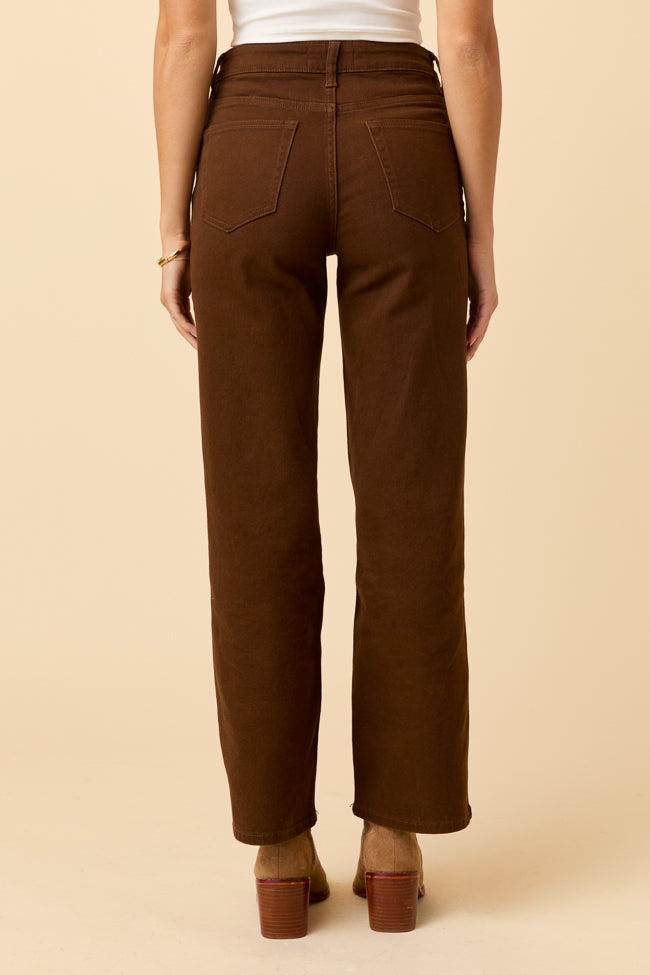 Ezra Pecan Brown Straight Leg Denim Jeans - Image 4