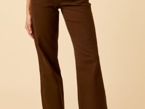 Ezra Pecan Brown Straight Leg Denim Jeans