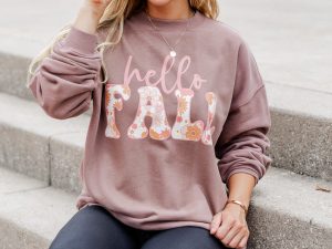 Hello Fall Floral Mocha Graphic Sweatshirt