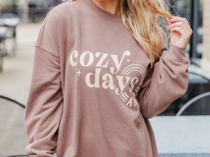 Cozy Days Ahead Mocha Graphic Sweatshirt
