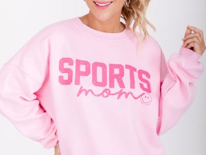 Sports Mom Light Pink Graphic Sweatshirt