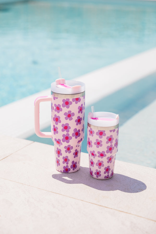 Sippin' Pretty In Kennedy Daisy 40 oz Drink Tumbler With Lid And Straw FINAL SALE