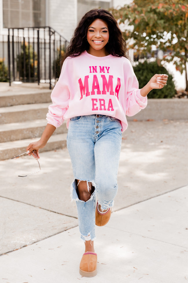 In My Mama Era Light Pink Graphic Sweatshirt