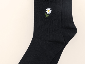 Black Daisy Crew Socks FINAL SALE