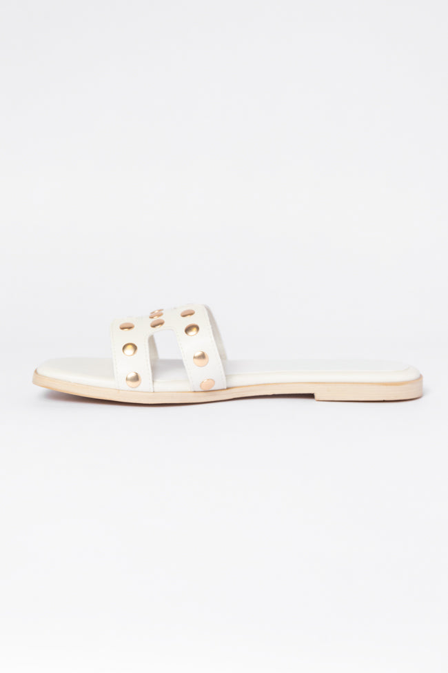 Hallie White Studded H Sandals FINAL SALE - Image 3