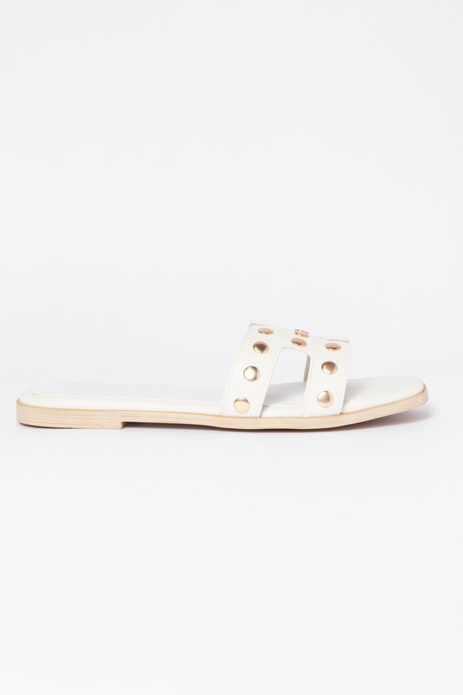 Hallie White Studded H Sandals FINAL SALE - Image 4