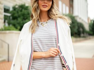 Abby Varsity Striped Grey Knit Dress FINAL SALE