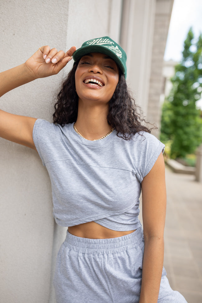 Tinley Heather Grey Lounge Crossover Cap Sleeve Tee