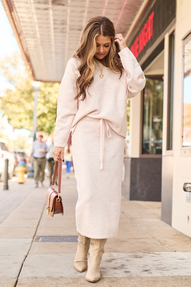 Teresa Pink Midi Skirt Amber Massey X Pink Lily