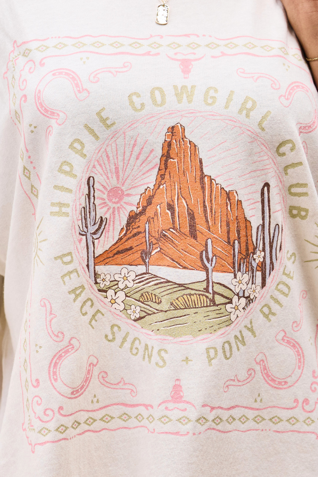 Hippie Cowgirl Club Off White Oversized Graphic Tee - Image 2