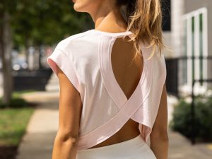 Momentum Pink Keyhole Back Tee FINAL SALE
