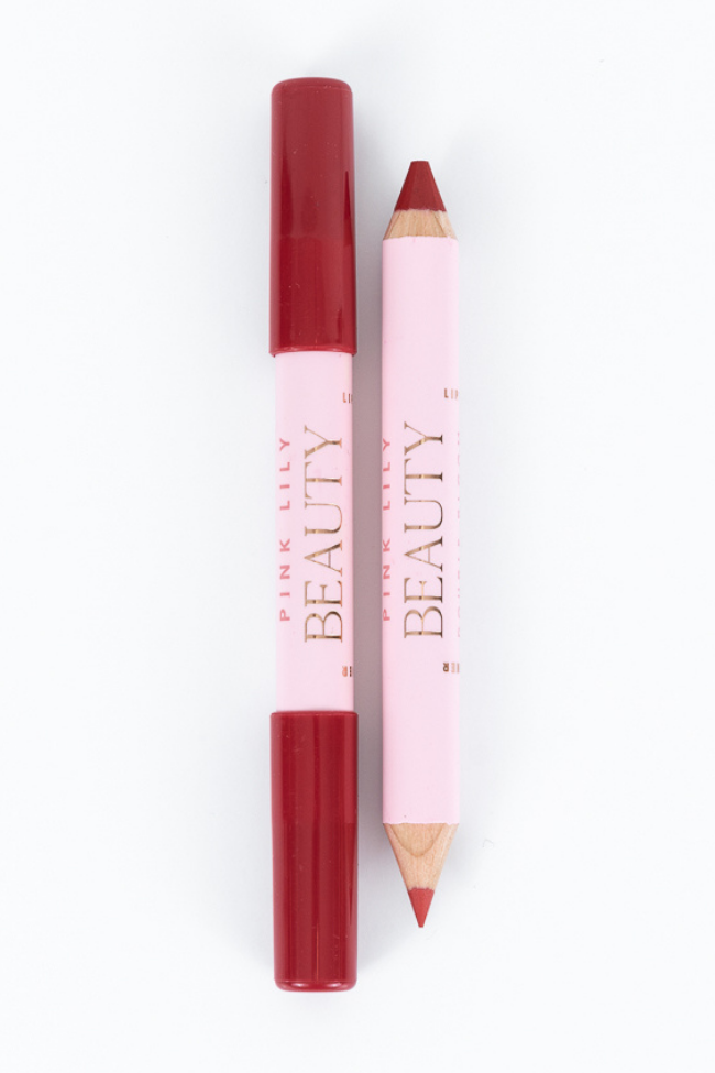 Pink Lily Beauty Double Bloom Dual Lipstick and Lip Liner - Drop Red Gorgeous FINAL SALE