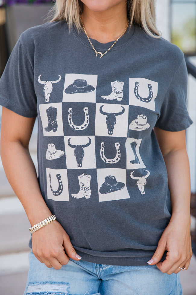 Country Checkered Dark Grey Graphic Tee - Image 2