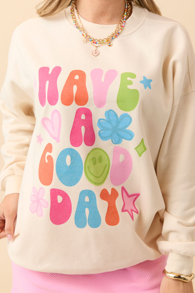 Have A Good Day Cream Graphic Sweatshirt - Image 2