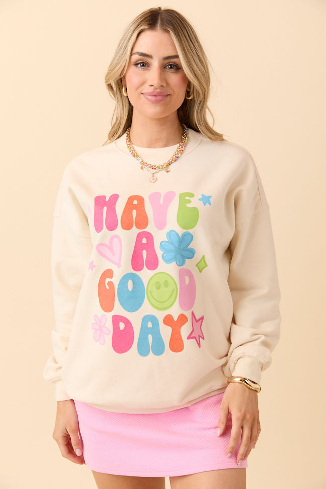 Have A Good Day Cream Graphic Sweatshirt - Image 3