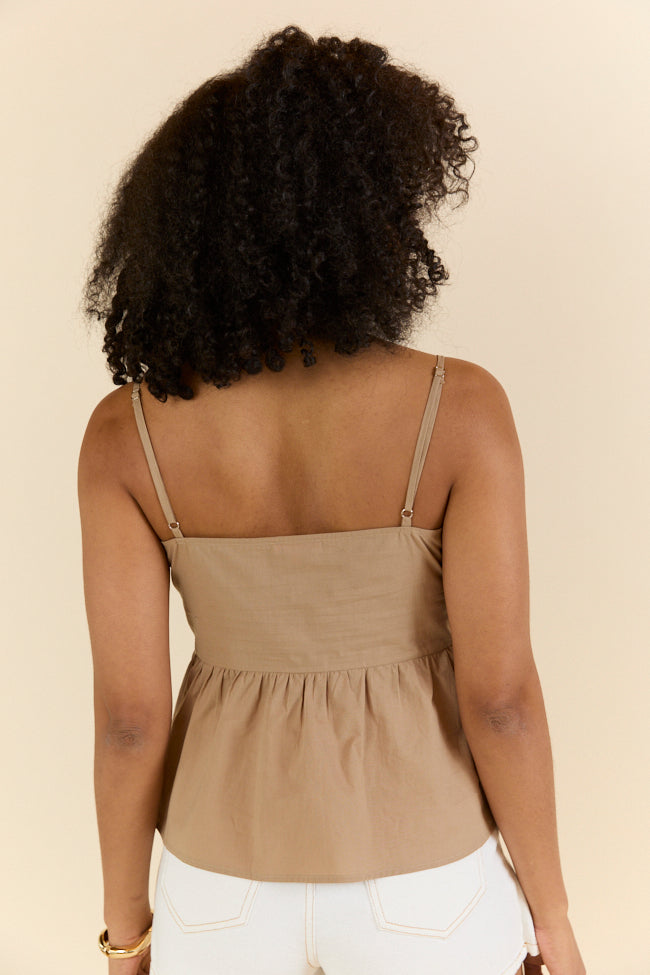 Boho Beat Brown Lace Detail Button Down Tank FINAL SALE - Image 4