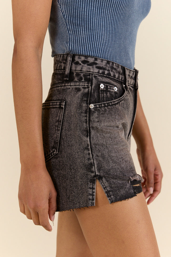 Night Rhythm Black Wash Distressed Denim Shorts FINAL SALE - Image 3
