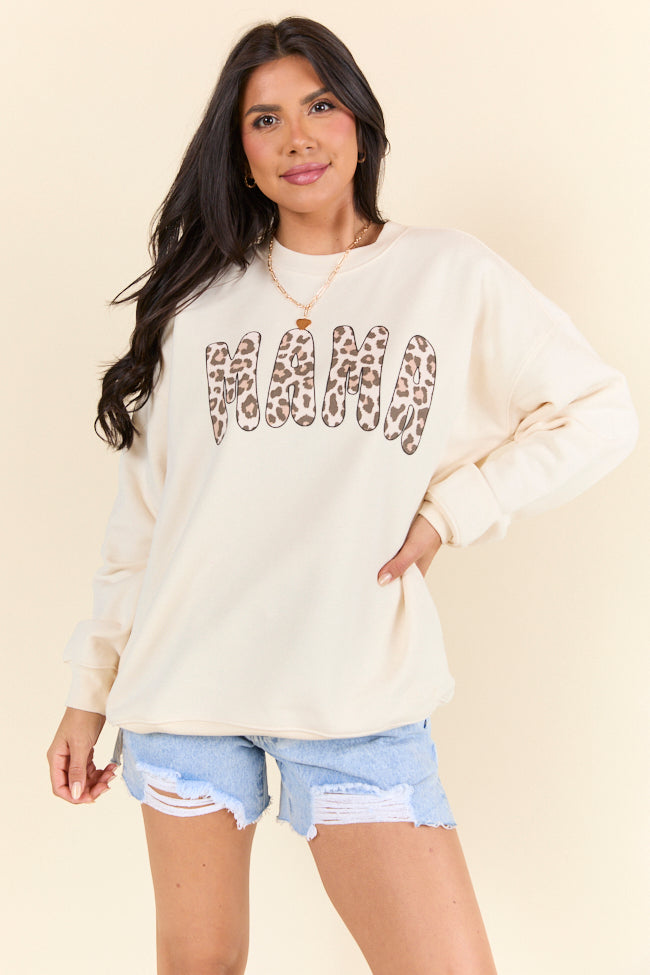 Mama Leopard Cream Graphic Sweatshirt - Image 6