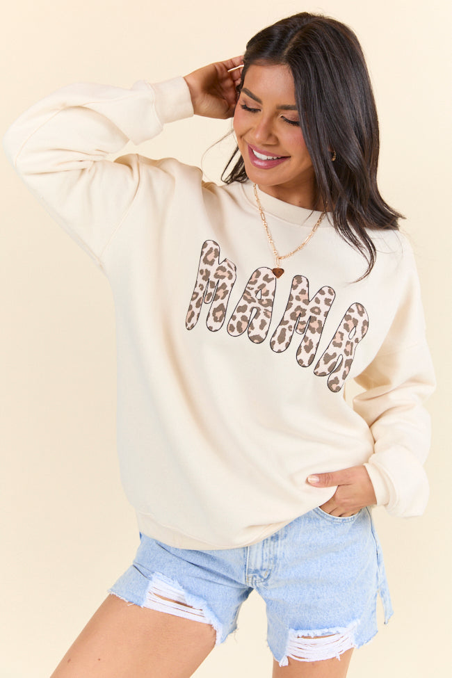 Mama Leopard Cream Graphic Sweatshirt - Image 3