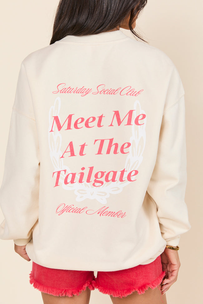 Meet Me At The Tailgate Cream Graphic Sweatshirt - Image 3