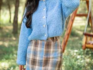 Taye Blue Chunky Boucle Cardigan FINAL SALE