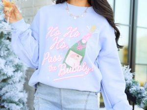 Pass The Bubbly Periwinkle Graphic Sweatshirt
