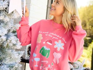 It's The Most Wonderful Time Of The Year Light Red Graphic Sweatshirt