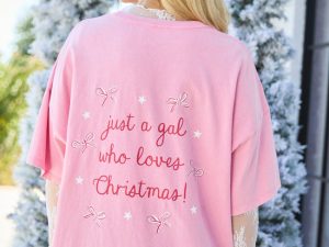 Christmas Loving Gal Pink Oversized Graphic Tee