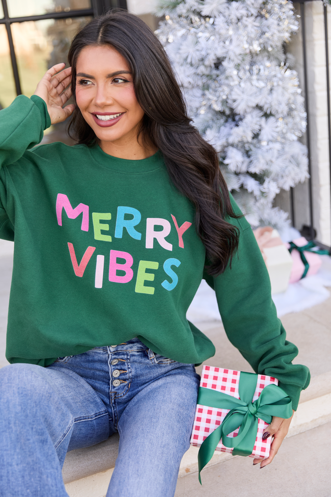 Merry Vibes Evergreen Graphic Sweatshirt - Image 3