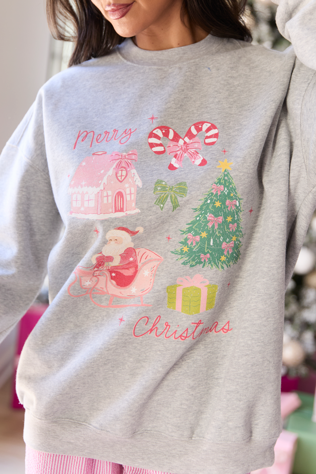 Merry Christmas Light Grey Graphic Sweatshirt - Image 2