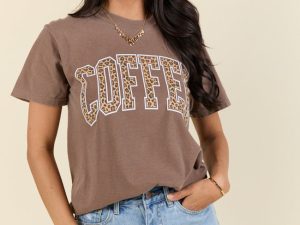 Coffee Leopard Print Brown Graphic Tee