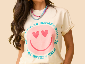 Teach To Inspire Smiley Ivory Graphic Tee