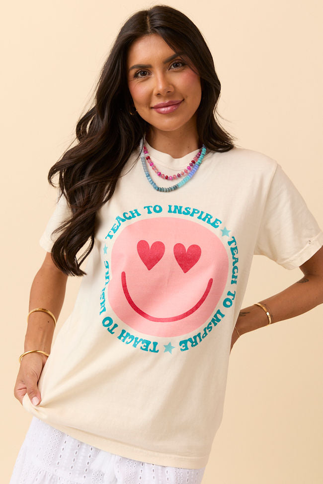 Teach To Inspire Smiley Ivory Graphic Tee - Image 4