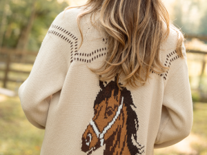 Darby Ivory Western Horse Cardigan