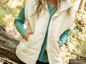 Best Bet Cream Oversized Puffer Vest